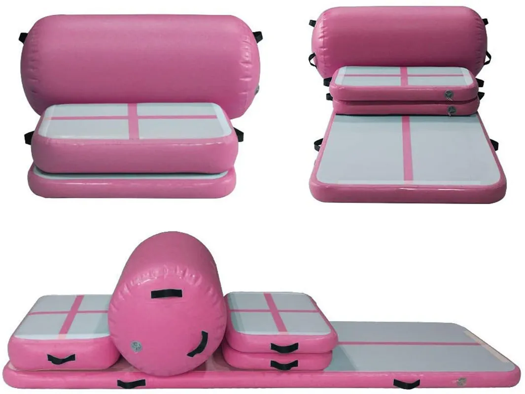 HIBADOU A Set (6 pieces) Air Mat Tumble Track Gymnastics Inflatable Tumbling Mat Air Track With Electric Pump for Home