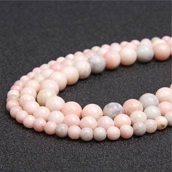 

Natural Pink Opal Beads 6mm 8mm 10mm Round Smooth Pink Gem Stone Loose Beads for Jewelry Making DIY Bracelet Necklace 15.5"