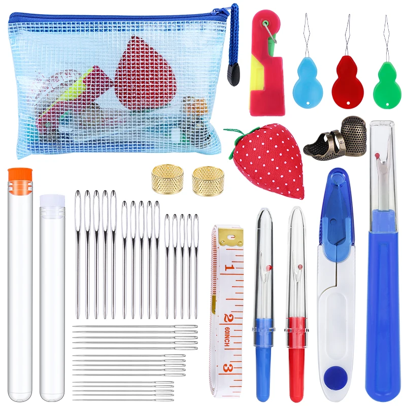 

LMDZ Leather Sewing Craft Set Blunt Head Big Eye Needle Hand Sewing Needle With Needle Bottle Seam Ripper Sewing Accessories