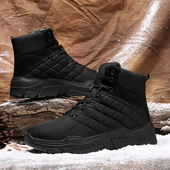 

Men's boots winter thick plush men's snow boots shoes winter warm non-slip shoes fashion ankle boots Men Thicken Fur Men's