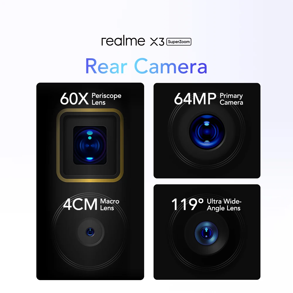 Realme X3 12 Гб 256 Смартфон 120 Гц Дисплей мобильный телефон 64MP 60X суперзум мобильных