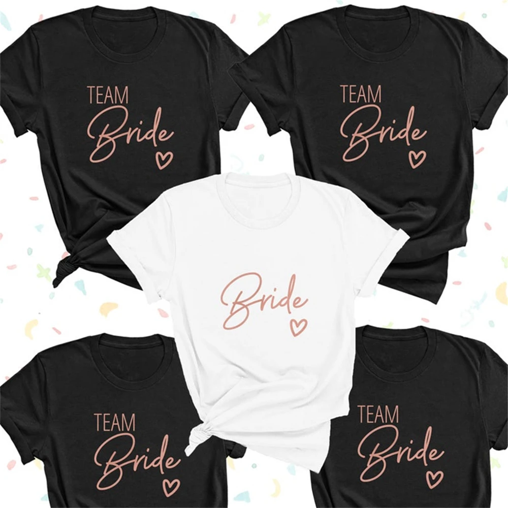 Team Bride Love Heart T Shirt Estetica Damigella D'Onore Bride Squad T-Shirt Donna Ulzzang Wedding Party Top 1Ss8