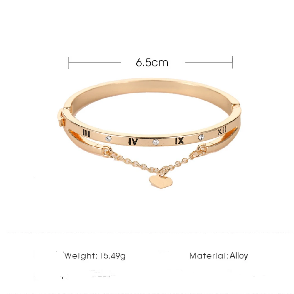 Qingwen Love Roman Bracelet Digital Tassel Heart Temperament Joker Korean Bracelet for Women Jewelry Wholesale CA4526