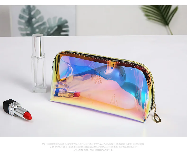 Fashion Laser Dream Colorful Holographic Beauty Organizer Pouch Clear Iridescent Clutch Makeup TPU Cosmetic Bag