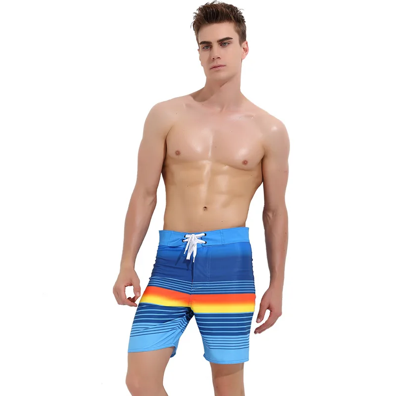 Плавание Sbart мужские спортивные полосатые красочные шорты Tide летние свободные морские праздник быстросохнущие пляжные брюки Мужская доска
