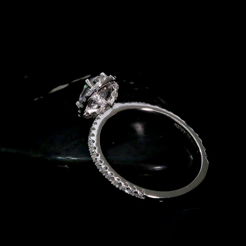 Кольцо из муассанита с бриллиантами AEAW, 18 К, розовое золото, 5x7 мм, 0.1ct, овальная огранка, Муассанит, обручальное кольцо, уникальный Муассанит, обручальные кольца