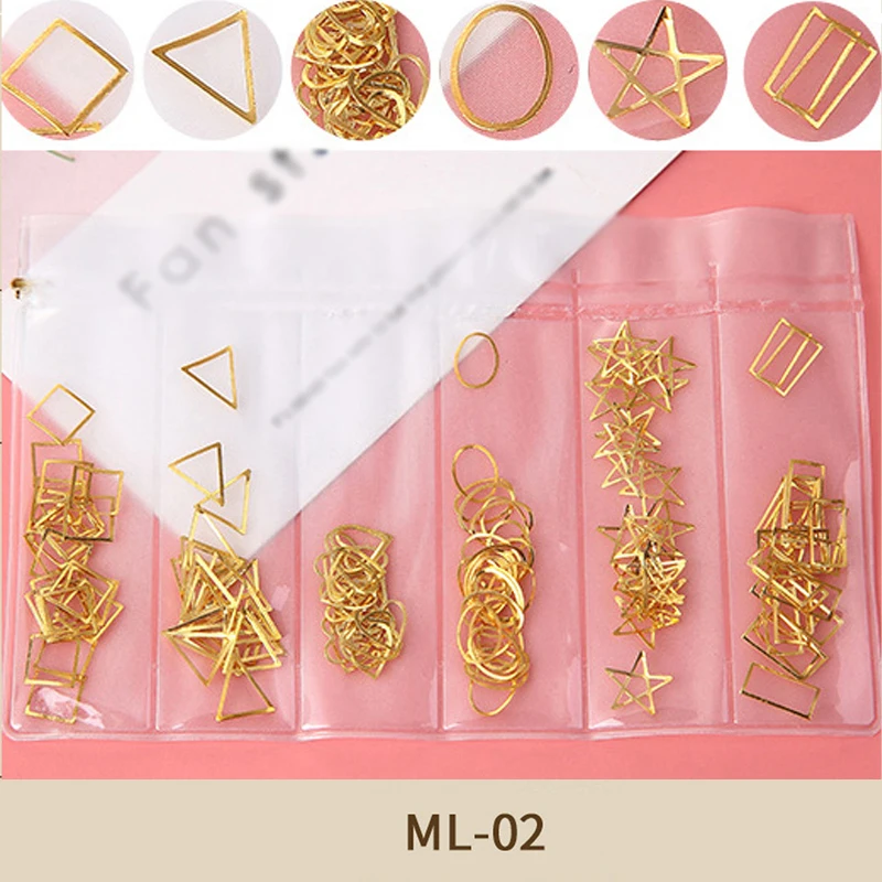 Смешанные металлические цветные 3D украшения для дизайна ногтей неправильной формы золотые серебряные запонки-бисер ювелирные изделия для дизайна ногтей - Цвет: TQ01667