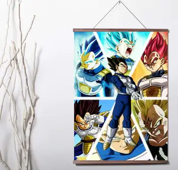 

Dragon Ball Z Super Vegeta Different Saiyan Art Canvas poster decoration painting with solid wood hanging scroll