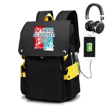 

Anime My Hero Academia Cosplay Izuku Midoriya Backpack Fashion USB Charging Knapsack Travel Laptop Rucksack