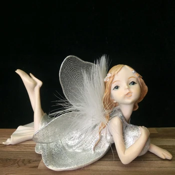 

European Resin Cute Angel With Wings Statues for Decoration Car Figurines Ornament Home Deocr Romantic Gift for Girlfriend Wife