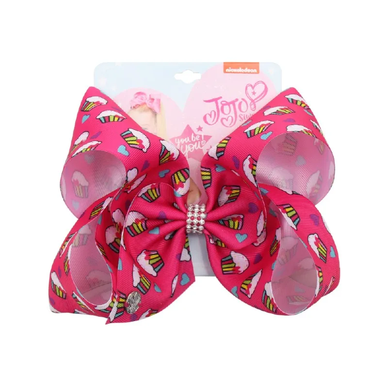 

7" JoJo Bows Jumbo Hair Bows for Girls Hair Clips Cartoon Cake Print Cute Princess Hairgrips Party Kids Hair Accessories