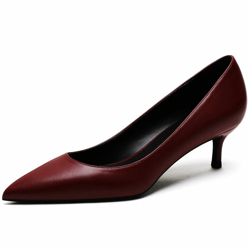 

Woman 5CM Med High Heels Pumps Pointed Toe Stilettos Femme Sexy Ladies Wedding Office Shoes Black Heel Big Heels A0002