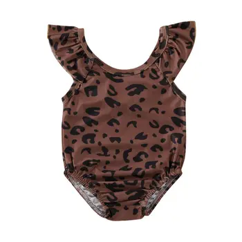 

Bikinis 2020 Baby Kids Girls Summer Leopard Printed Bikini One Piece Swimwear Swimsuit Children Backless Fashion Bathing Suit