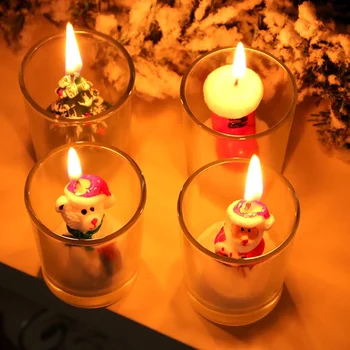

12 PCS Christmas Candle Cups Home Decor Decorations Xmas Candles with Glass