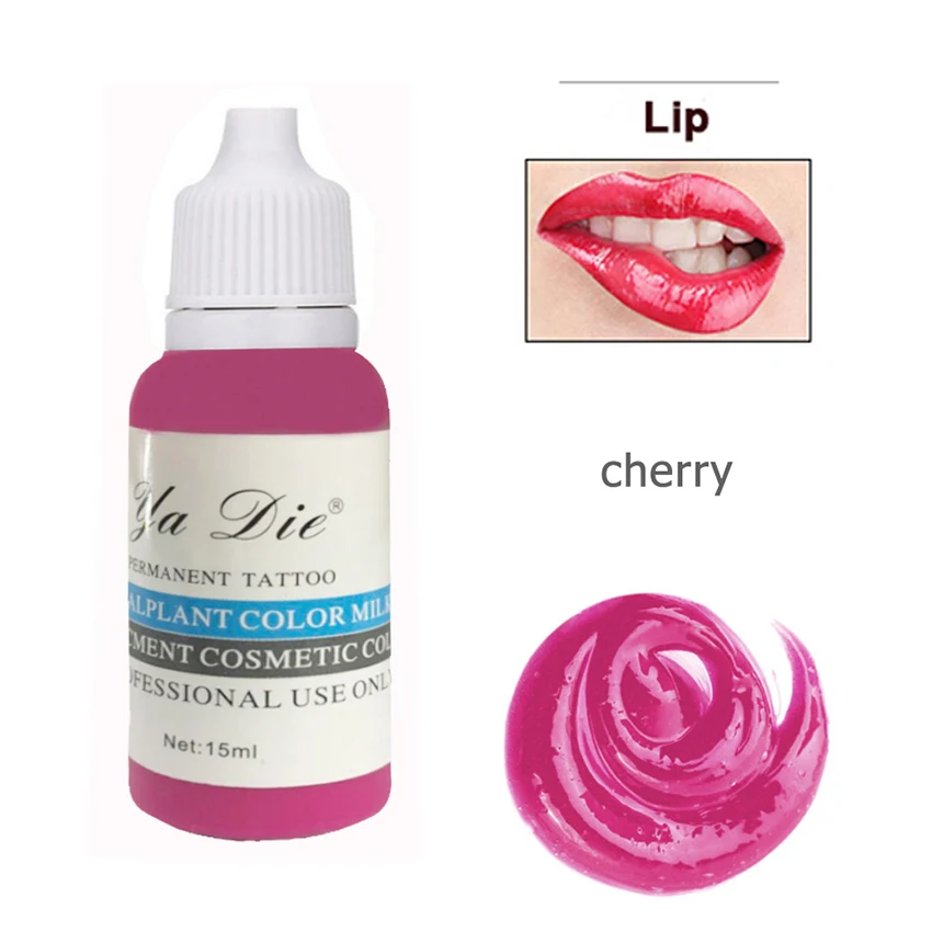 cherry red 1/2 унций. Перманентный макияж микро пигментные чернила для татуажа бровей подводка для глаз губ тела тату-арт инструменты для красоты татуировки Макияж набор чернил Новинка - Цвет: cherry red