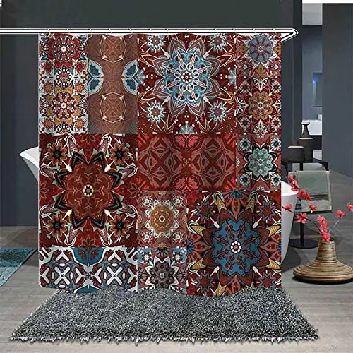 

Индийская богемная Водонепроницаемая душевая занавеска Mandala из экологически чистого полиэстера для ванной комнаты