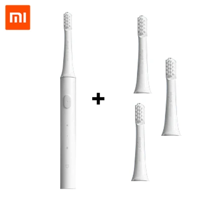 1 brush add 3 head Xiaomi Mijia T100 зубная щетка электрическая звуковая мощная USB зарядка зубная щетка перезаряжаемая моющаяся Электронная зубная щетка белая - Цвет: 1 brush add 3 head