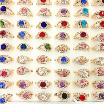 

36 Pcs/lot fashion women gold color alloy ring lot cheap jewelry ring wholesale