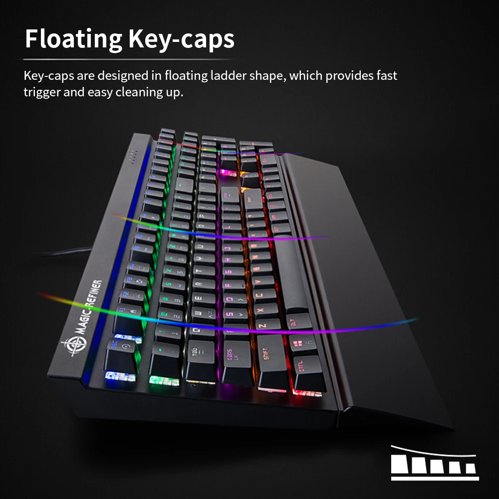 Magic Refiner MK15 игровая механическая клавиатура 108 клавишей N Key rolover Проводная клавиатура плавающие брелки 14 световых эффектов
