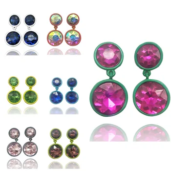 

12 Pair/lot Bohemian Tile Bead Paint Alloy Earrings Multilayer Zirconia Alloy Spray Earrings Christmas Accessories Friend Gifts