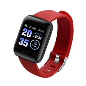 

116 Plus Bluetooth Smart Wristband Sports Fitness Bracelet Blood Pressure Measurement Watches Peeter Smart Band(Red)