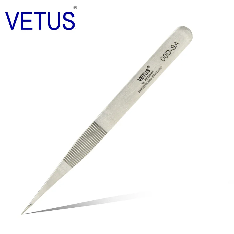 100% VETUS Original 00D-SA Tweezers Hyperfine High Precision Non-magnetic Anti-acid Pincers Manicure ESD Forceps 2