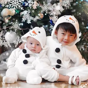 

0-3Years Toddler Newborn Kid Baby Boy Girl Christmas Rompers Snowman Plush Long Sleeve Jumpsuit Warm Autumn Spring Costumes