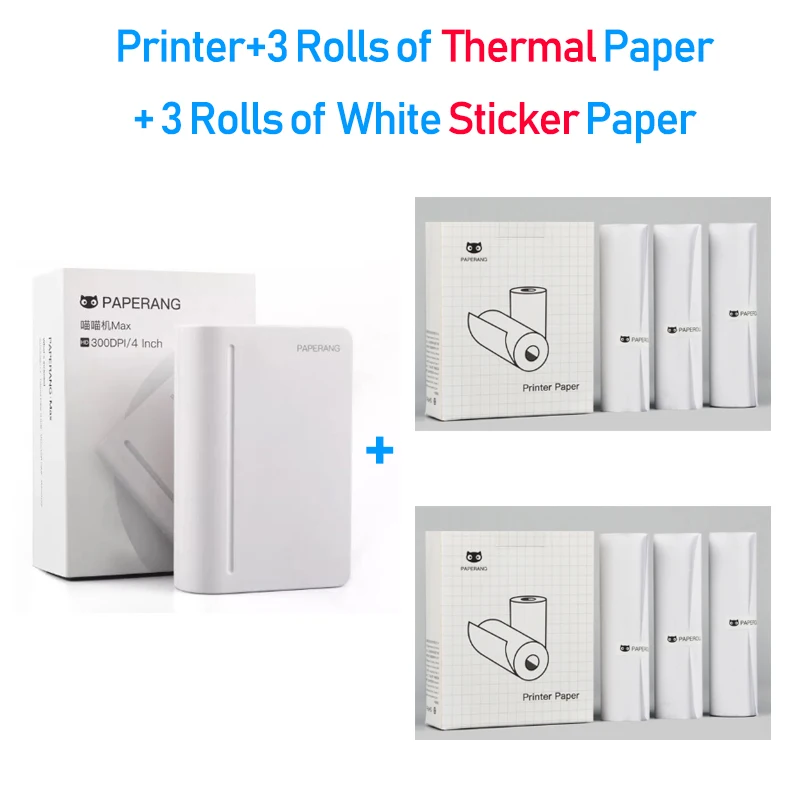 Printer 6 paper Paperang Max 112 мм Мини Карманный фотопринтер портативный термальный Bluetooth принтер для мобильного телефона Android iOS - Цвет: Printer 6 paper