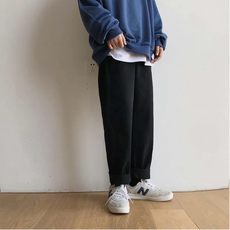 Men's jeans autumn and winter new loose handsome thick casual jeans youth personality fashion trend men's clothing