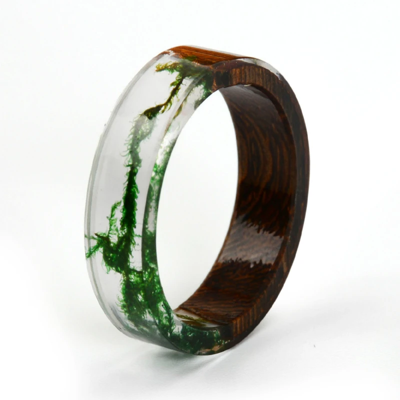Очаровательное кольцо унисекс из прозрачного дерева и смолы, эпоксидные кольца ручной работы с сушеным цветком, разноцветное круглое индивидуальное кольцо для женщин и мужчин, Лидер продаж