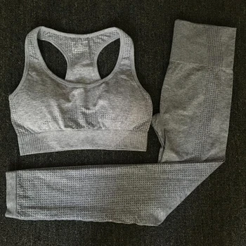 Women Seamless yoga set Fitness Sport Suits GYM cloth Yoga  Shirts High Waist Running Leggings Workout Pants Shirts Bra Tops 5