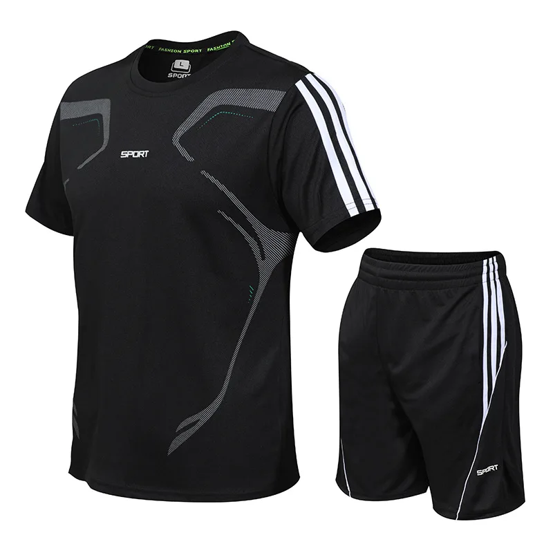 

Quality Men's Running Set Football Ride Training Set Survetement Sports Football Men's Outdoor Futbol Training T-Shirt + Shorts