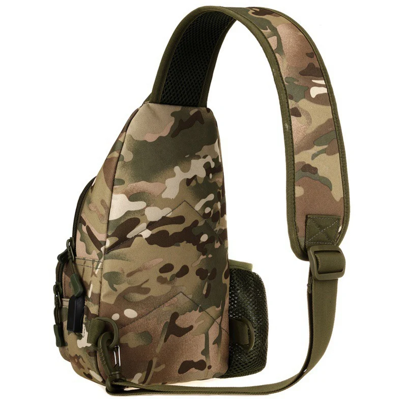 Nylon Tactical Men Chest Pack Single Shoulder Bags USB Charging Chest Bag Crossbody Bags Male Anti Theft Single Strap Back Bag