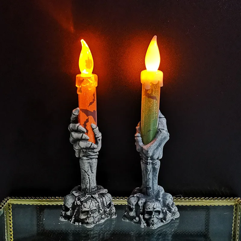 

Halloween Ghost Hand Candle Light LED Electronic Luminous Ghost Claw Light Festival Decoration Props Skull Candle Light 15cm