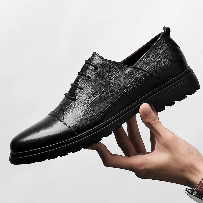 Genuine cow leather brogue business Wedding shoes men casual flat shoes vintage handmade oxford shoes for men black brown autumn