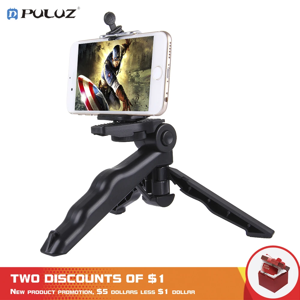 

PULUZ Grip Folding Tripod Mount with Adapter & Screws for GoPro HERO6/5/4/3+/3/2/1, SJ4000/DJI OSMO Action Load Max 2kg