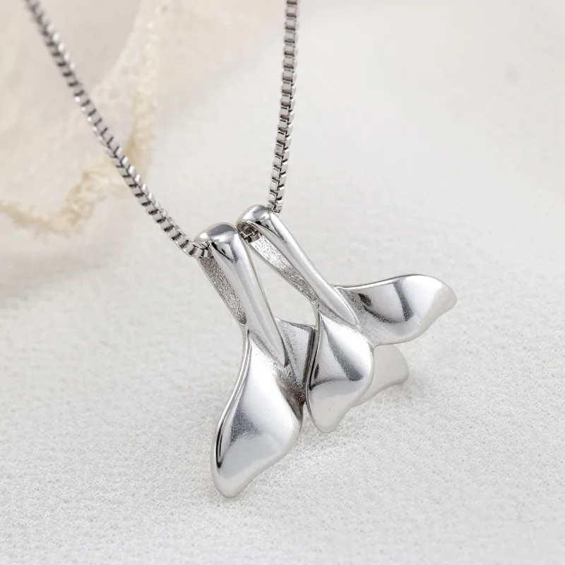 

925 Sterling Necklace Ex 3 Elegant Fishtail Dolphin Pendant Necklace Women's Korean-style Fine Silver Accessories