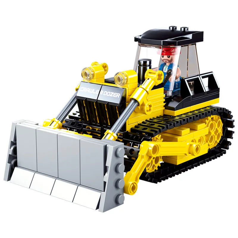 231PCS Sluban Building Blocks 0802 Construction Machinery Bulldozer Forklift Assembly Model Boy Assembling Toy Gift | Игрушки и хобби
