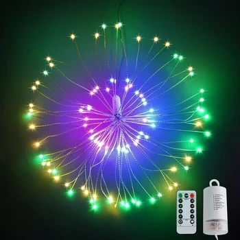

led firework Twinkle Battery 13key control Waterproof Festival Hanging Starburst String Lights For birthday Party Decoration