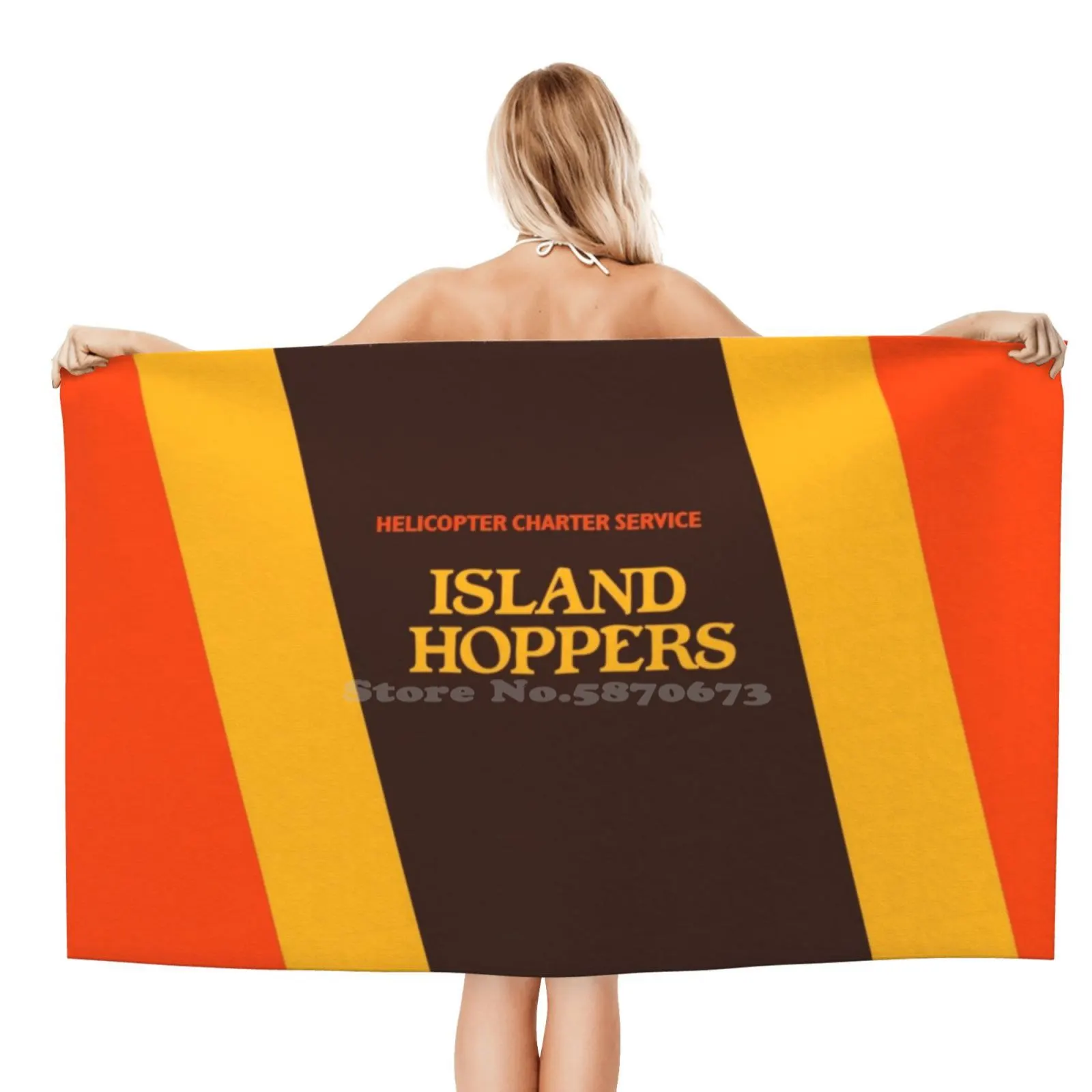 Island Hoppers Magnum Pi 3D Print Asciugamano Da Bagno Forte Assorbimento D'Acqua Magnum Selleck Hawaii Oahu Vietnam Vet Helicopter Hoppers