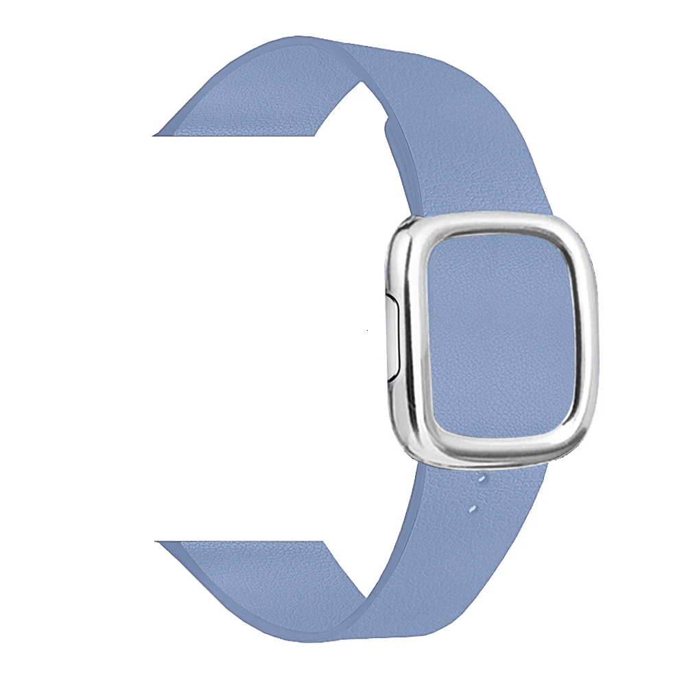 Кожаная Петля ремешок для apple watch группа 4 44/40 мм современный стиль браслет на запястье, аксессуары для наручных часов iWatch серии 3/2/1 42/38 мм - Цвет ремешка: Sky blue silver