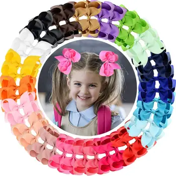 

free shipping 40 Colors 4.5" Hair Bows Clips Grosgrain Ribbon Bows Hair Alligator Clips Hair Barrettes Hair Accessories for Girl