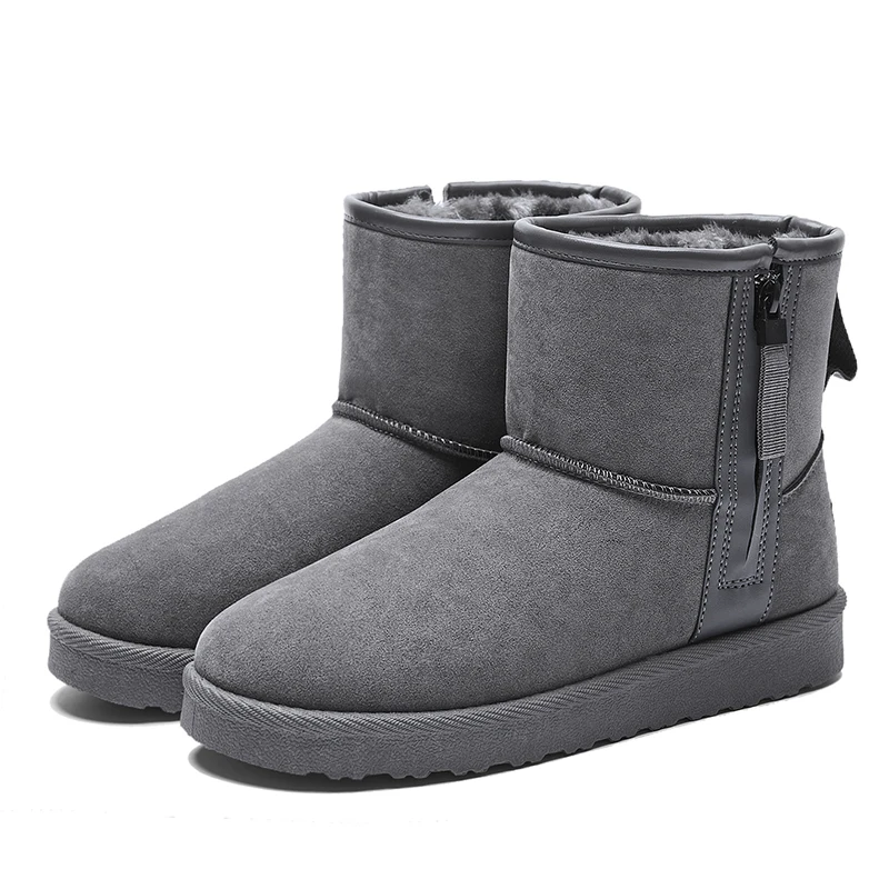Gray Moipheng/Новое поступление; непромокаемые сапоги из флока; женская обувь на плоской подошве; Botas Mujer; удобные ботинки на молнии с круглым носком на плоской подошве; обувь для влюбленных; большие размеры - Цвет: Gray