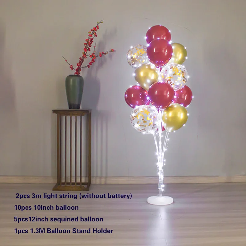 thumbnail image 1 of Kit de soporte para globos de mesa de 1,3 m con cadena de luces, centro de mesa con globos para decoraciones de cumpleaños, baby shower, fiestas de Navidad, 1 of 5