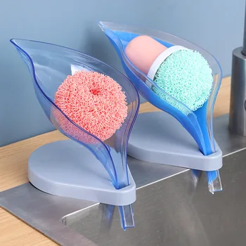 

Soap Holder Sink Sponge Drain Box Suction Cup Leaf Drying Rack Storage Shelves Racks Home Kitchen Bathroom Storage Organizer