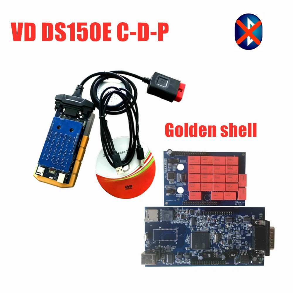 without bluetooth 2016R0 с keygen VD DS150E C-D-P для delphis V9.0 зеленый pcb с Bluetooth сканер для автомобиля грузовик obd Профессиональный диагностический инструмент - Цвет: without bluetooth