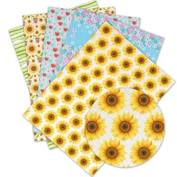 

DIY craft supplies 30 cm x 136 cm flower printed faux leather sheets for bows material decoration. L151-155