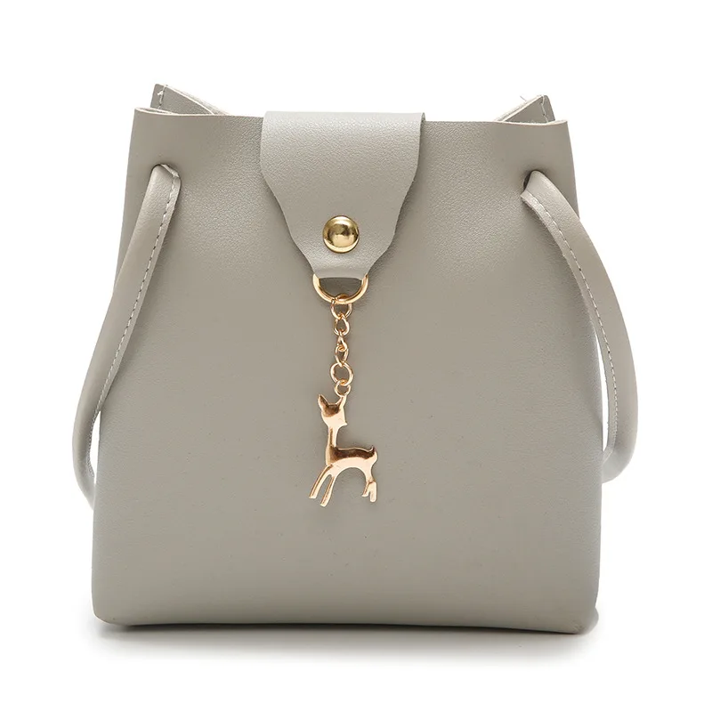 Gray Shoulder bag Женская сумка через плечо из искусственной кожи, кулон с оленем, женские сумки на плечо, женская маленькая сумка-мессенджер, сумочка, кошелек, Сменный Чехол - Цвет: Gray Shoulder bag