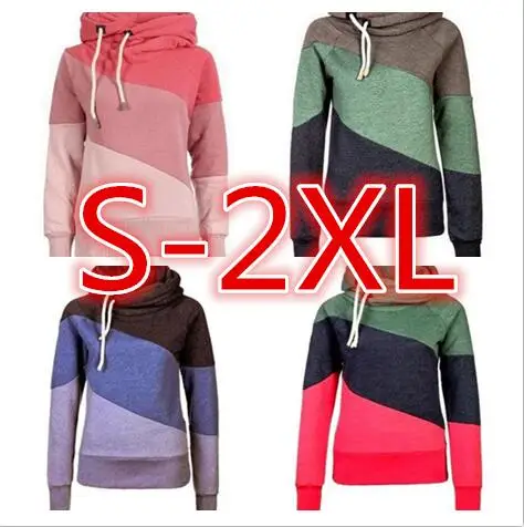 Women's pullover coat Slim hit color stitching Hooded jacket hedging coat women clothing