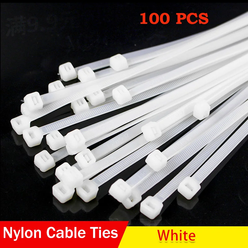 Fascette Assortiti Auto-chiusura In Nylon 100PCS autobloccante in plastica di nylon fascetta di Plastica Zip tie Cable Tie loop Wire Wrap Zip Legami